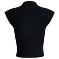 Black slim fit mock neck cap sleeve top