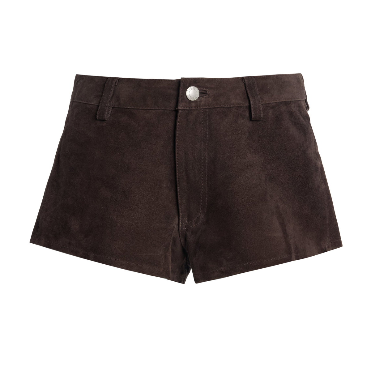 Dark brown suede feel mid rise shorts