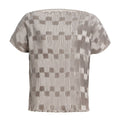 Grey checkered pleated mock neck top