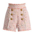High waisted pink tweed shorts