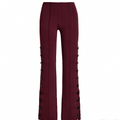 Women's burgundy high waist knitted flare pants