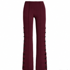 Women's burgundy high waist knitted flare pants