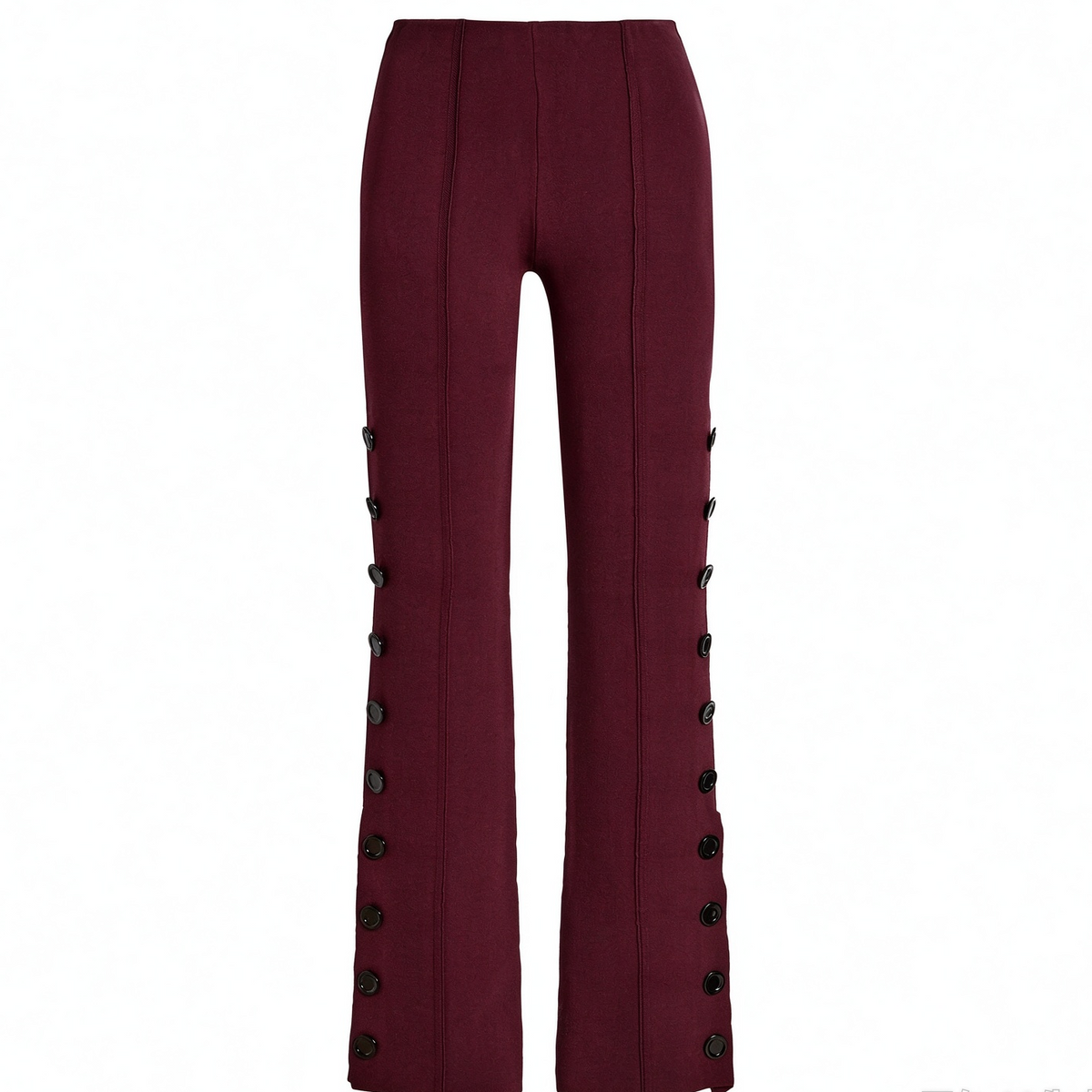Women's burgundy high waist knitted flare pants